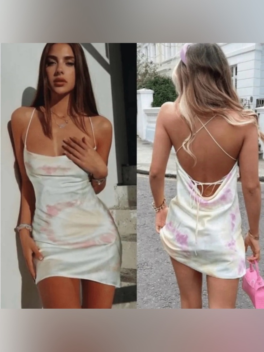 Zara satin tie dye mini dress